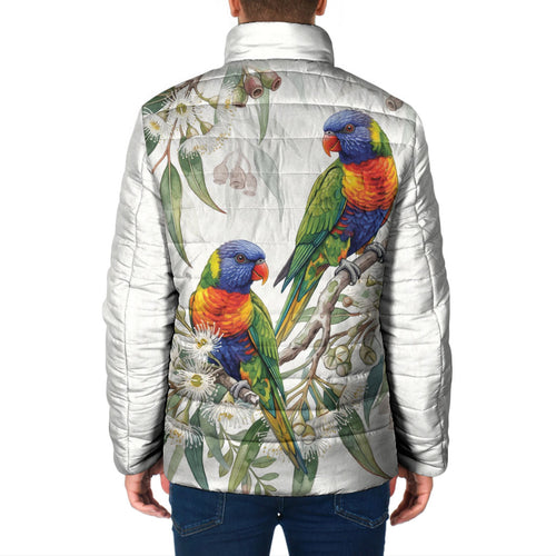 Australia Rainbow Lorikeets White Eucalyptus Blossoms Padded Jacket