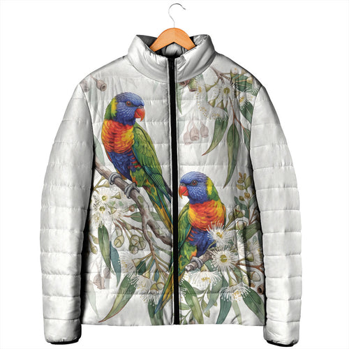 Australia Rainbow Lorikeets White Eucalyptus Blossoms Padded Jacket