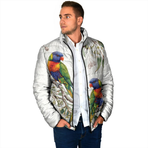 Australia Rainbow Lorikeets White Eucalyptus Blossoms Padded Jacket
