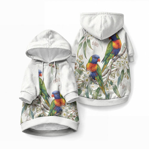 Australia Rainbow Lorikeets White Eucalyptus Blossoms Pet Hoodie