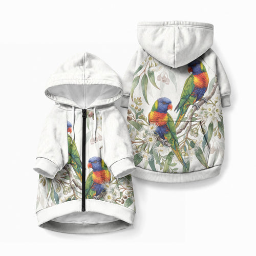Australia Rainbow Lorikeets White Eucalyptus Blossoms Pet Hoodie