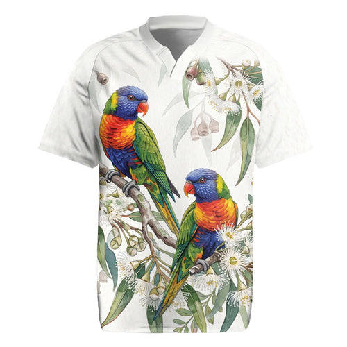 Australia Rainbow Lorikeets White Eucalyptus Blossoms Rugby Jersey