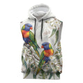 Australia Rainbow Lorikeets White Eucalyptus Blossoms Sleeveless Hoodie