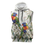Australia Rainbow Lorikeets White Eucalyptus Blossoms Sleeveless Hoodie