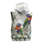 Australia Rainbow Lorikeets White Eucalyptus Blossoms Sleeveless Hoodie
