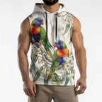 Australia Rainbow Lorikeets White Eucalyptus Blossoms Sleeveless Hoodie