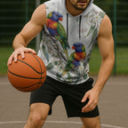 Australia Rainbow Lorikeets White Eucalyptus Blossoms Sleeveless Hoodie