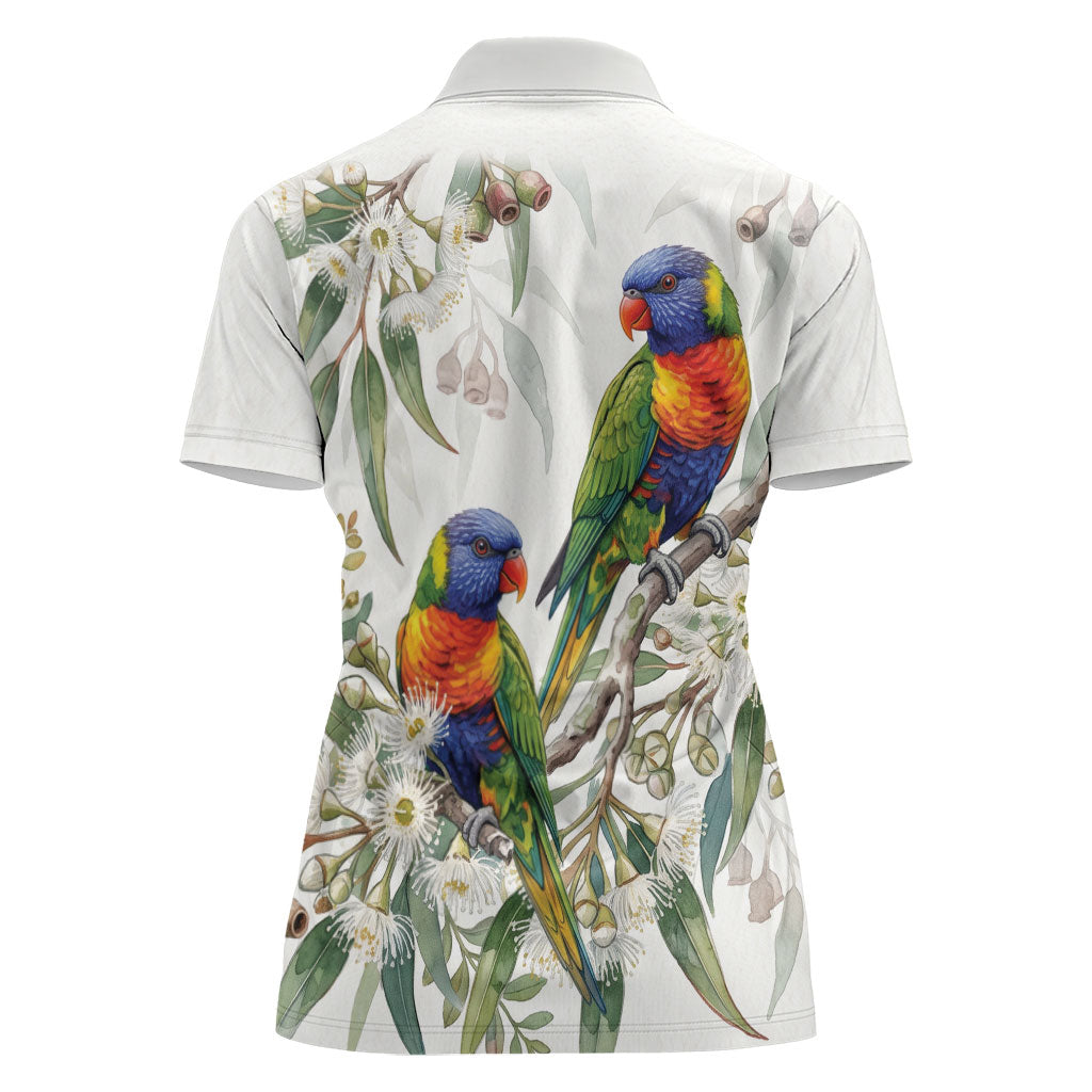Australia Rainbow Lorikeets White Eucalyptus Blossoms Women Polo Shirt