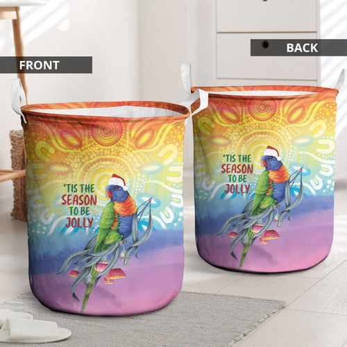 Rainbow Lorikeets Australia Christmas Laundry Basket Eucalyptus Blossoms Aboriginal Art