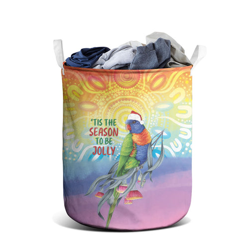 Rainbow Lorikeets Australia Christmas Laundry Basket Eucalyptus Blossoms Aboriginal Art