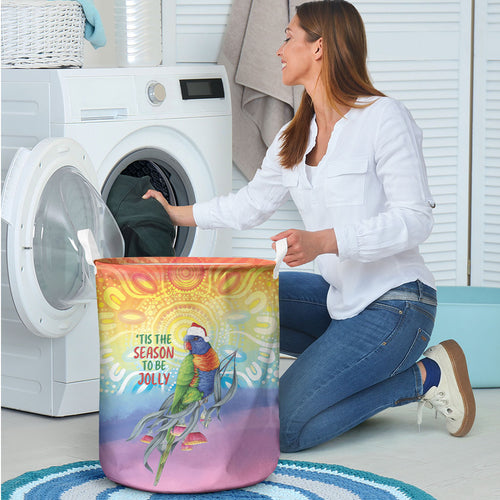 Rainbow Lorikeets Australia Christmas Laundry Basket Eucalyptus Blossoms Aboriginal Art