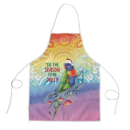 Rainbow Lorikeets Australia Christmas Apron Eucalyptus Blossoms Aboriginal Art
