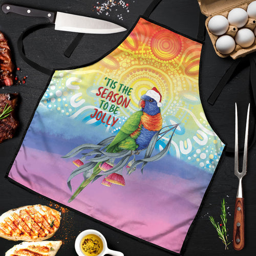 Rainbow Lorikeets Australia Christmas Apron Eucalyptus Blossoms Aboriginal Art