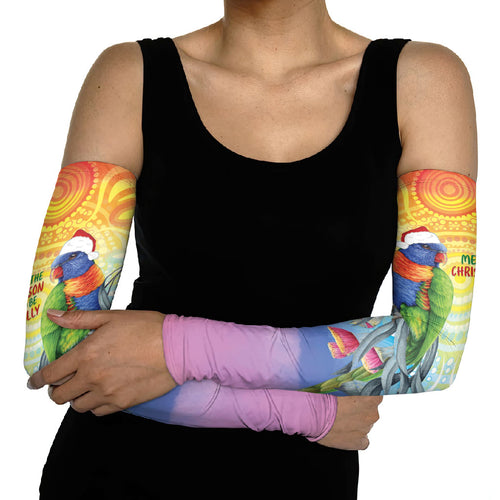 Rainbow Lorikeets Australia Christmas Arm Sleeves Eucalyptus Blossoms Aboriginal Art
