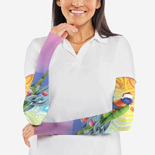 Rainbow Lorikeets Australia Christmas Arm Sleeves Eucalyptus Blossoms Aboriginal Art
