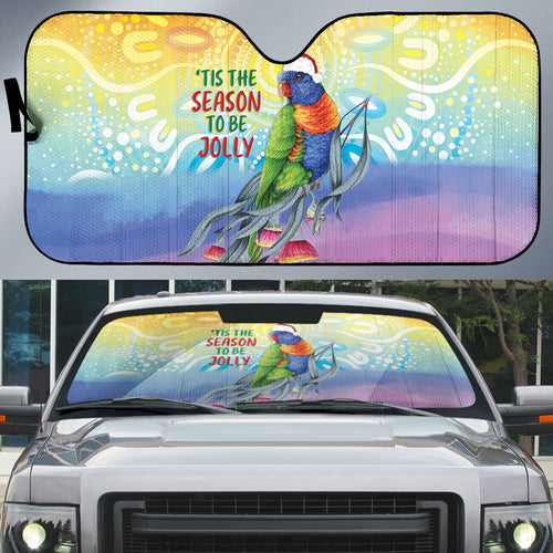 Rainbow Lorikeets Australia Christmas Auto Sun Shade Eucalyptus Blossoms Aboriginal Art