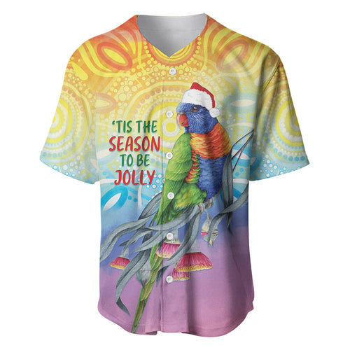 Rainbow Lorikeets Australia Christmas Baseball Jersey Eucalyptus Blossoms Aboriginal Art