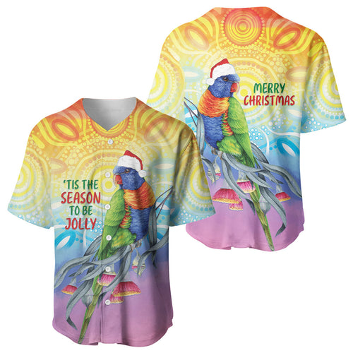 Rainbow Lorikeets Australia Christmas Baseball Jersey Eucalyptus Blossoms Aboriginal Art