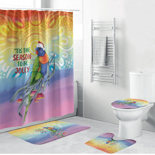 Rainbow Lorikeets Australia Christmas Bathroom Set Eucalyptus Blossoms Aboriginal Art