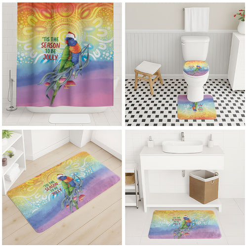 Rainbow Lorikeets Australia Christmas Bathroom Set Eucalyptus Blossoms Aboriginal Art