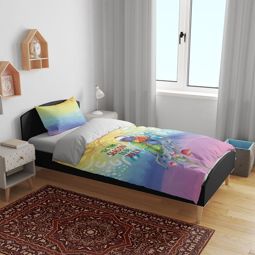 Rainbow Lorikeets Australia Christmas Bedding Set Eucalyptus Blossoms Aboriginal Art