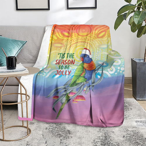Rainbow Lorikeets Australia Christmas Blanket Eucalyptus Blossoms Aboriginal Art