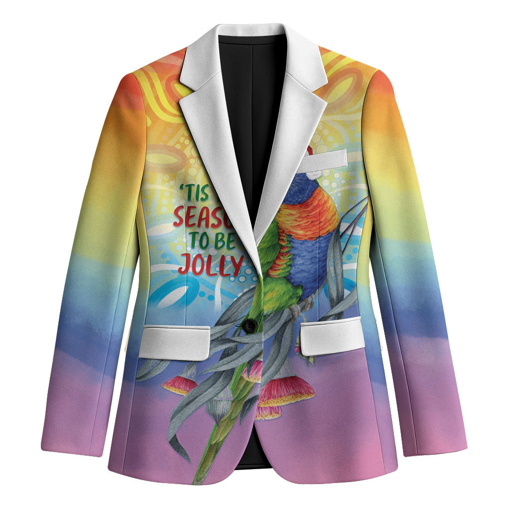 Rainbow Lorikeets Australia Christmas Blazer Eucalyptus Blossoms Aboriginal Art