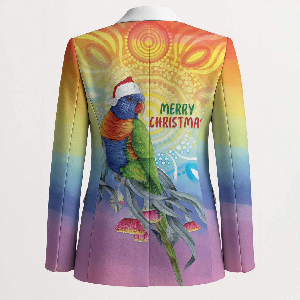 Rainbow Lorikeets Australia Christmas Blazer Eucalyptus Blossoms Aboriginal Art