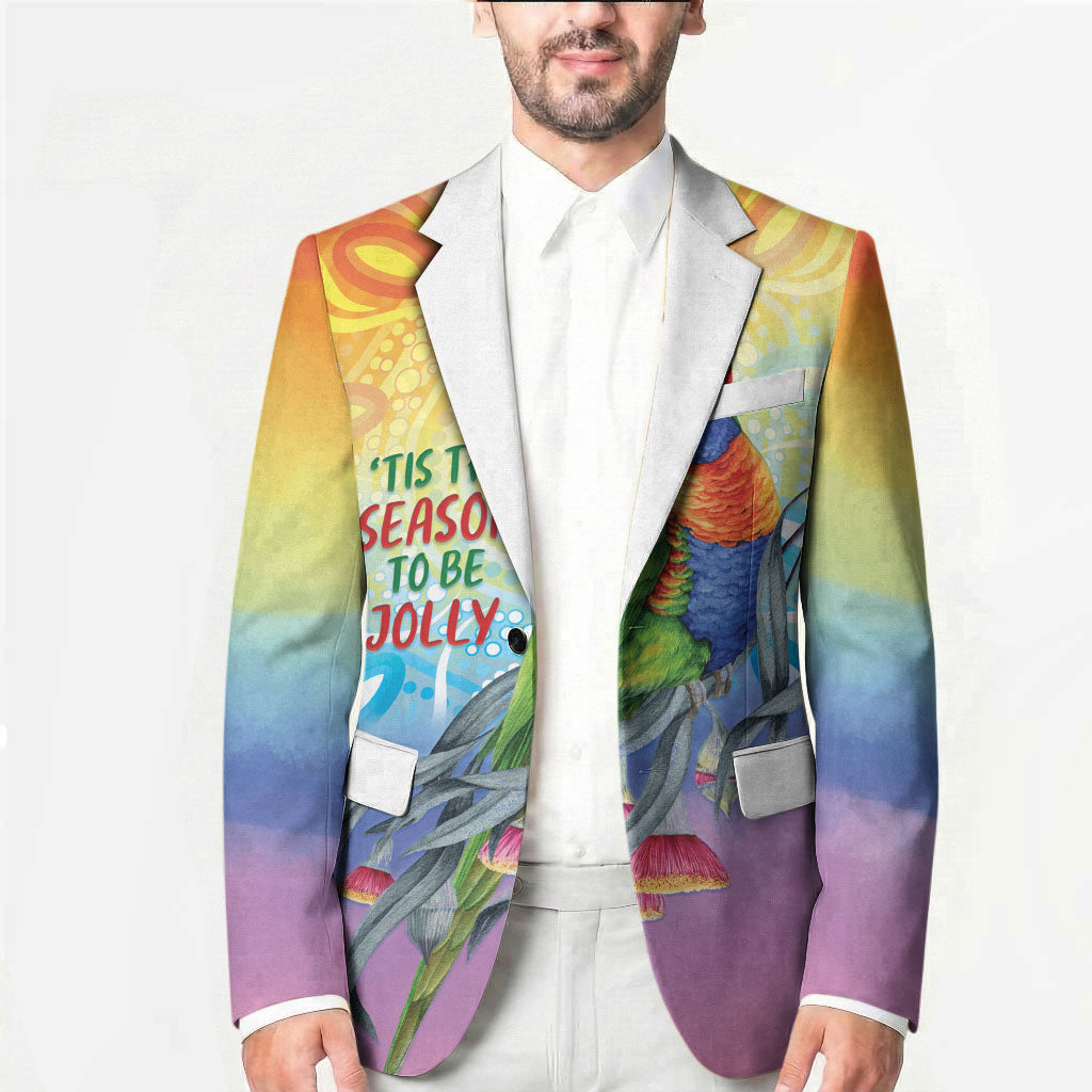Rainbow Lorikeets Australia Christmas Blazer Eucalyptus Blossoms Aboriginal Art
