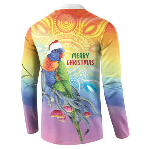 Rainbow Lorikeets Australia Christmas Button Sweatshirt Eucalyptus Blossoms Aboriginal Art