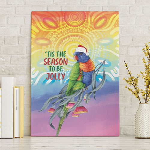 Rainbow Lorikeets Australia Christmas Canvas Wall Art Eucalyptus Blossoms Aboriginal Art