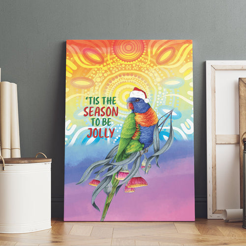 Rainbow Lorikeets Australia Christmas Canvas Wall Art Eucalyptus Blossoms Aboriginal Art
