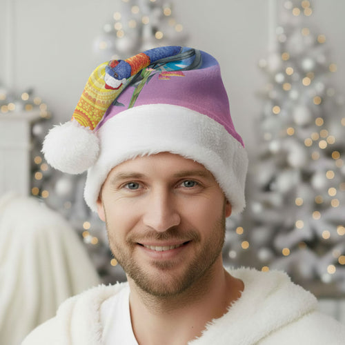 Rainbow Lorikeets Australia Christmas Santa Hat Eucalyptus Blossoms Aboriginal Art