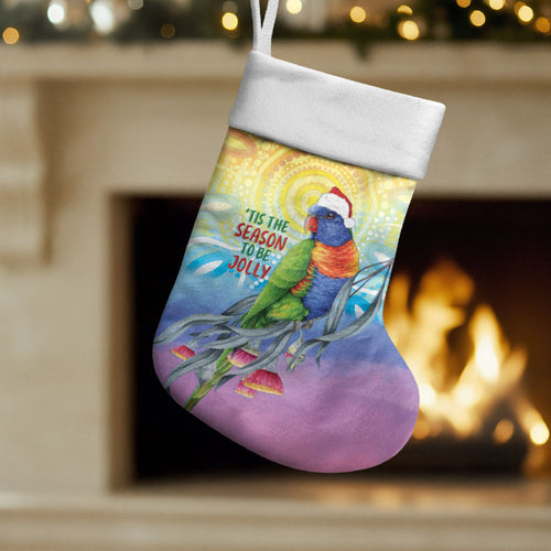 Rainbow Lorikeets Australia Christmas Stocking Eucalyptus Blossoms Aboriginal Art