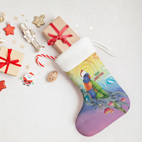 Rainbow Lorikeets Australia Christmas Stocking Eucalyptus Blossoms Aboriginal Art