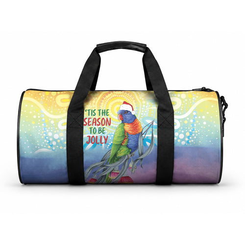 Rainbow Lorikeets Australia Christmas Duffle Bag Eucalyptus Blossoms Aboriginal Art