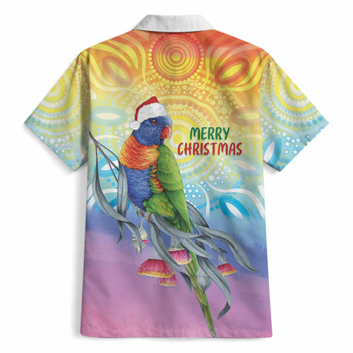 Rainbow Lorikeets Australia Christmas Hawaiian Shirt Eucalyptus Blossoms Aboriginal Art
