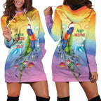 Rainbow Lorikeets Australia Christmas Hoodie Dress Eucalyptus Blossoms Aboriginal Art