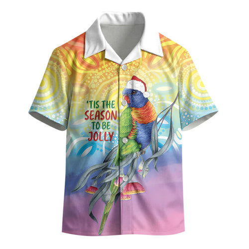 Rainbow Lorikeets Australia Christmas Kid Hawaiian Shirt Eucalyptus Blossoms Aboriginal Art