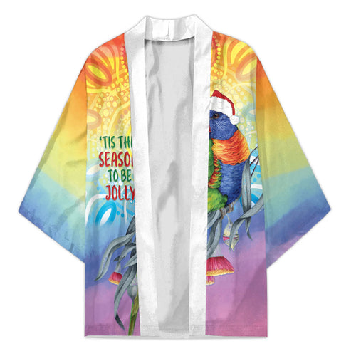 Rainbow Lorikeets Australia Christmas Kimono Eucalyptus Blossoms Aboriginal Art