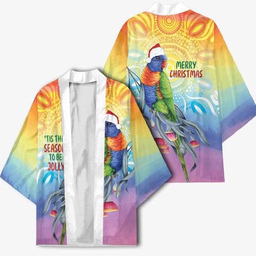 Rainbow Lorikeets Australia Christmas Kimono Eucalyptus Blossoms Aboriginal Art