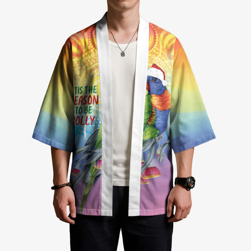 Rainbow Lorikeets Australia Christmas Kimono Eucalyptus Blossoms Aboriginal Art