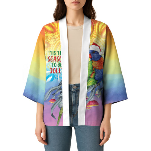 Rainbow Lorikeets Australia Christmas Kimono Eucalyptus Blossoms Aboriginal Art