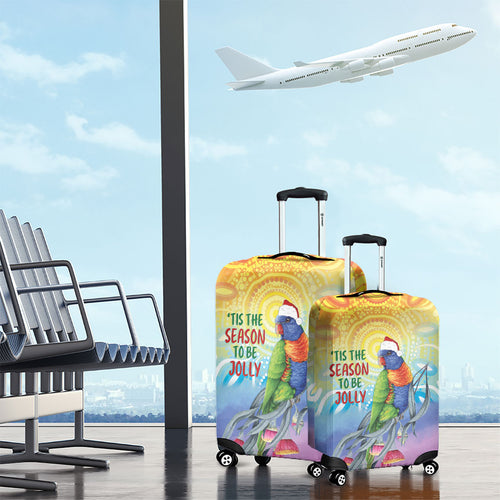 Rainbow Lorikeets Australia Christmas Luggage Cover Eucalyptus Blossoms Aboriginal Art