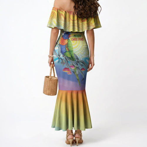 Rainbow Lorikeets Australia Christmas Mermaid Dress Eucalyptus Blossoms Aboriginal Art