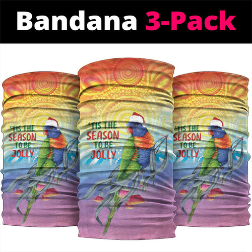 Rainbow Lorikeets Australia Christmas Neck Gaiter Eucalyptus Blossoms Aboriginal Art