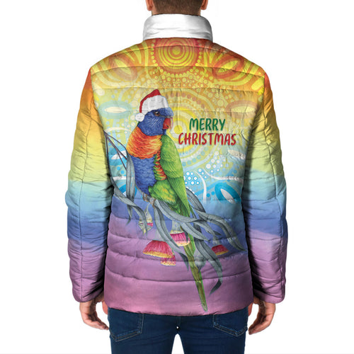 Rainbow Lorikeets Australia Christmas Padded Jacket Eucalyptus Blossoms Aboriginal Art