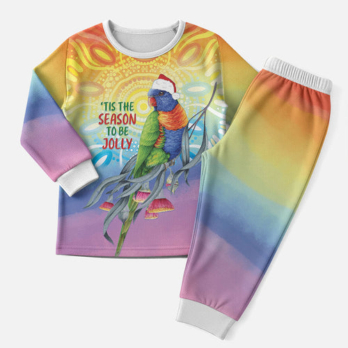 Rainbow Lorikeets Australia Christmas Pajama Set Eucalyptus Blossoms Aboriginal Art