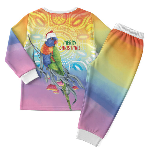 Rainbow Lorikeets Australia Christmas Pajama Set Eucalyptus Blossoms Aboriginal Art
