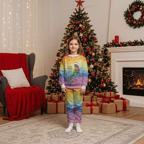 Rainbow Lorikeets Australia Christmas Pajama Set Eucalyptus Blossoms Aboriginal Art
